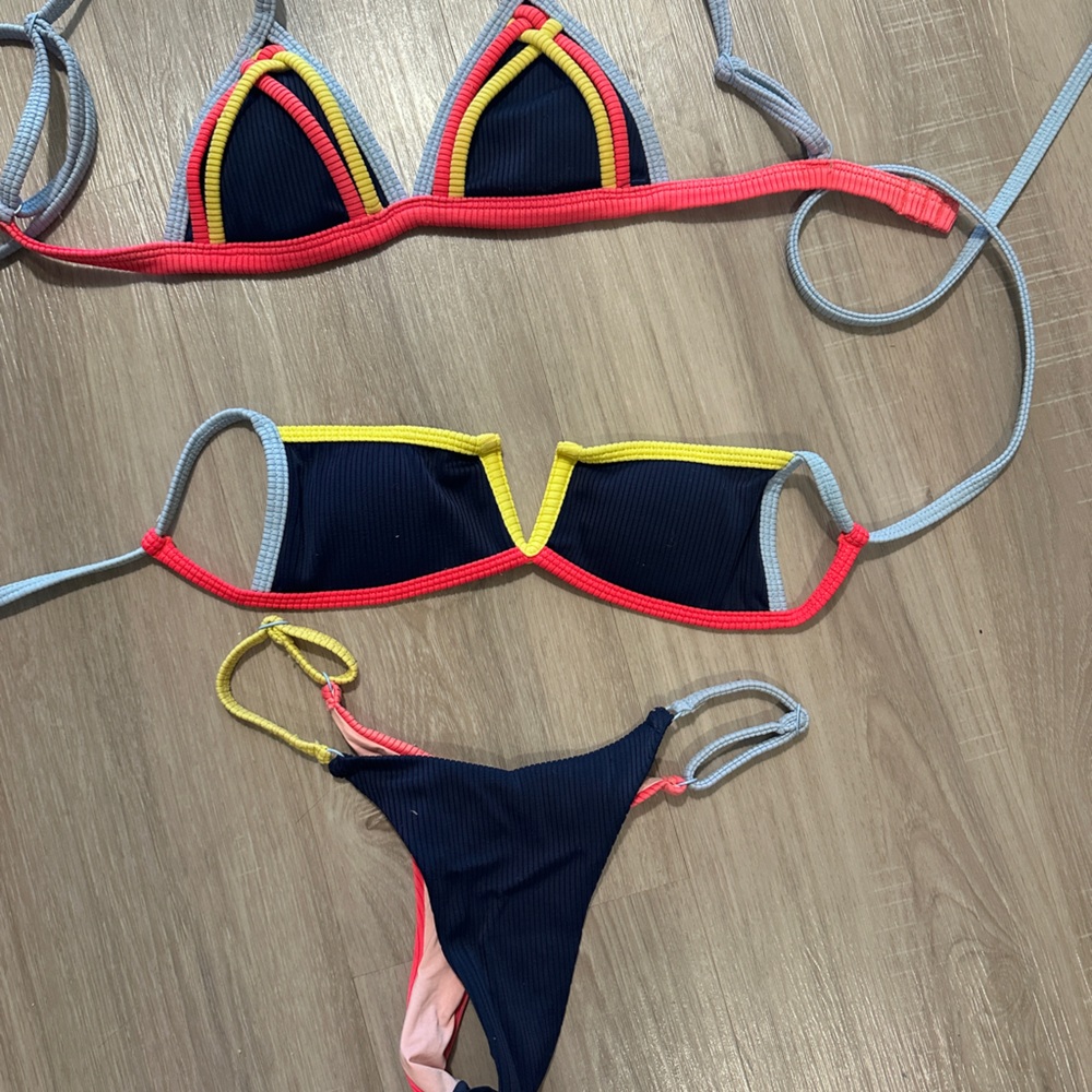 Bikini 3 pc Set with Multicolor Accents